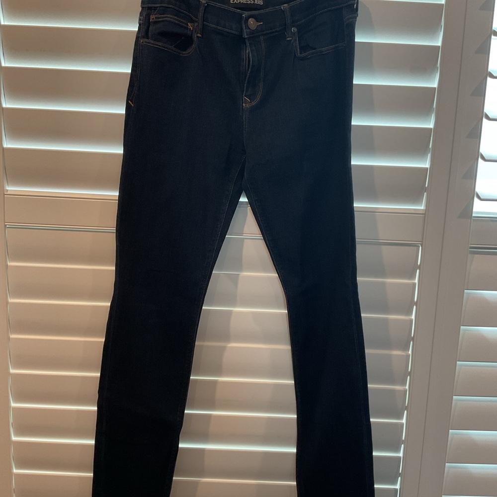 Express Indigo Wash Women's Mid-Rise Skinny Jeans - Picture 8 of 11